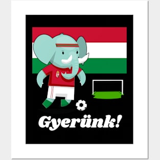 ⚽ Hungary Football, Elephant Scores a Goal, Gyerünk! Team Spirit Posters and Art